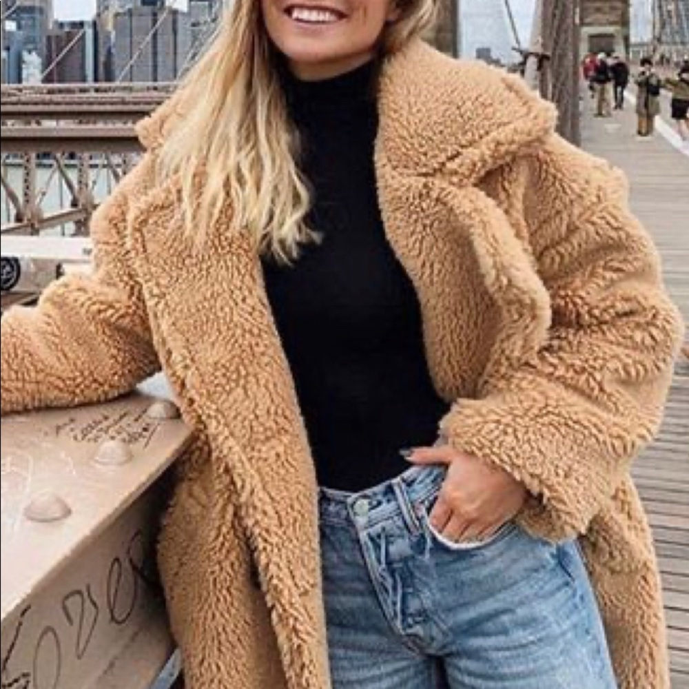 Tan/Brown Teddy Bear/Sherpa Jacket/Coat XXS/XS